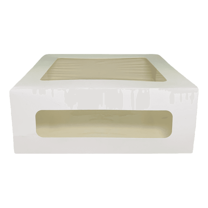 Короб картонный для десертов/тортница 240*240*200 мм БЕЛЫЙ с ОКНОМ CAKE II ForGenika
