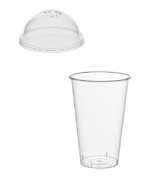 Стакан шейкер 500 мл ТВЕРДЫЙ ПЛАСТИК "BUBBLE Cup" + крышка D-90 мм купольная с отверстием КОМПЛЕКТ