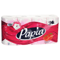Туалетная бумага 3-х/трехслойная "Papia" с запахом ассор. (8 рул.упак)