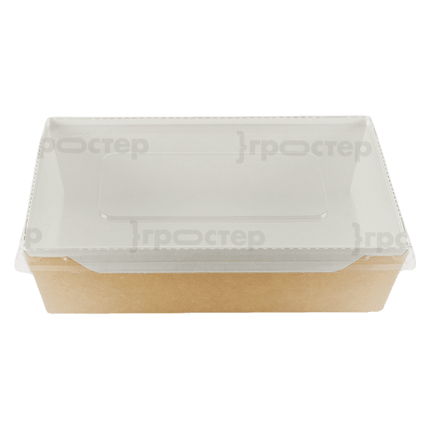 Салатник бумажный 800 мл с прозрачной крышкой 186*106*55 мм ECO OpSalad, Крафт