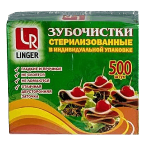 Зубочистки в индивид ПОЛИПРОПИЛ упаковке Лингер (500 шт.упак) Зубочистки в индивид ПОЛИПРОПИЛ упаковке Лингер (500 шт.упак)