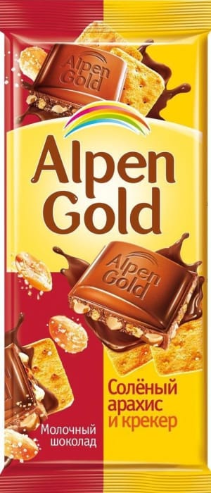 Шоколад "Alpen Gold" 80 г, соленый арахис и крекер Шоколад "Alpen Gold" 80 г, соленый арахис и крекер